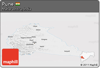 Silver Style Panoramic Map of Pune, single color outside