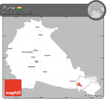 Gray Simple Map of Pune, single color outside