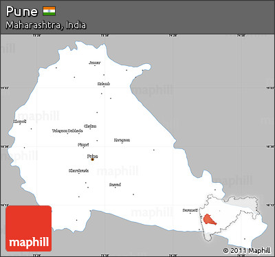Gray Simple Map of Pune, single color outside