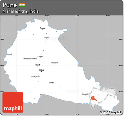 Gray Simple Map of Pune, single color outside