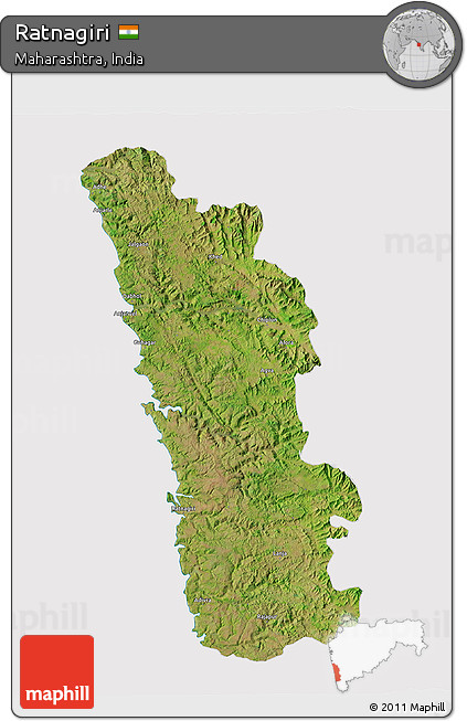 Satellite 3D Map of Ratnagiri, cropped outside