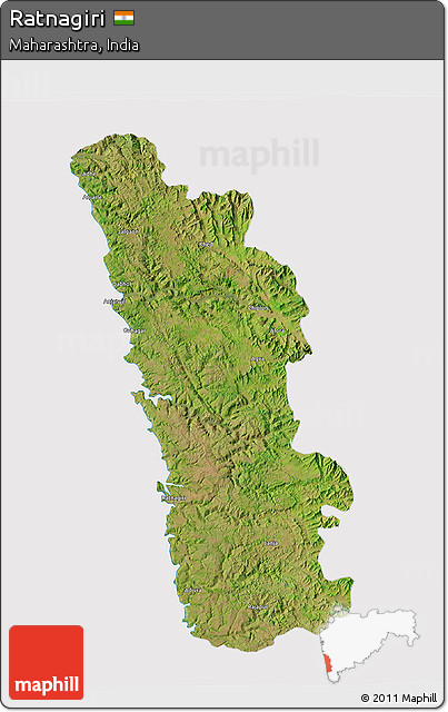 Satellite 3D Map of Ratnagiri, cropped outside