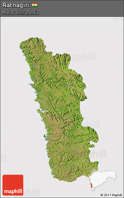 Satellite 3D Map of Ratnagiri, cropped outside
