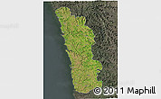 Satellite 3D Map of Ratnagiri, darken, semi-desaturated