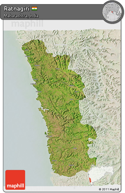 Satellite 3D Map of Ratnagiri, lighten