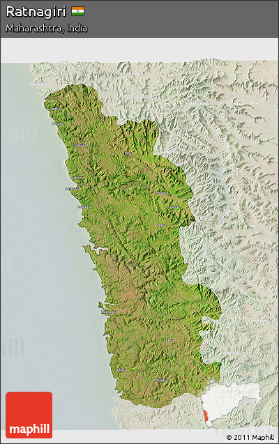 Satellite 3D Map of Ratnagiri, lighten