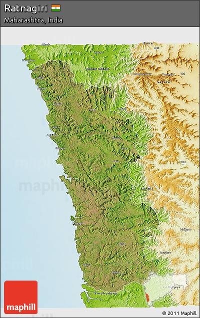 Satellite 3D Map of Ratnagiri, physical outside