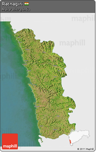 Satellite 3D Map of Ratnagiri, single color outside