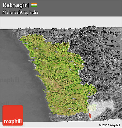 Satellite Panoramic Map of Ratnagiri, desaturated