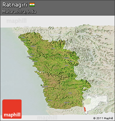 Satellite Panoramic Map of Ratnagiri, lighten