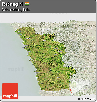 Satellite Panoramic Map of Ratnagiri, lighten