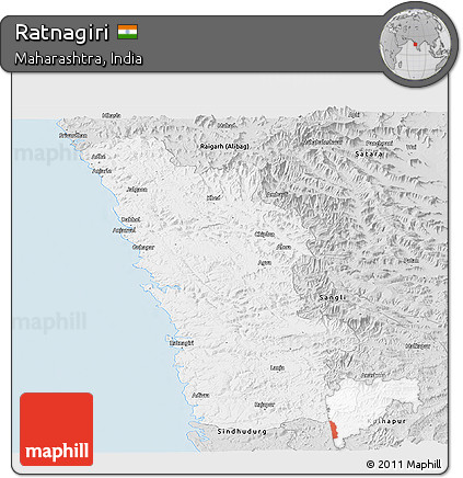 Silver Style Panoramic Map of Ratnagiri