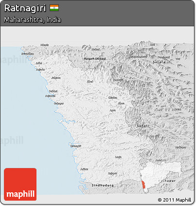 Silver Style Panoramic Map of Ratnagiri