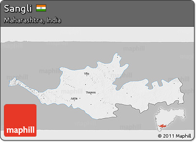 Gray 3D Map of Sangli, single color outside