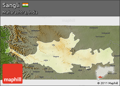Physical 3D Map of Sangli, darken