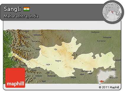 Physical 3D Map of Sangli, darken