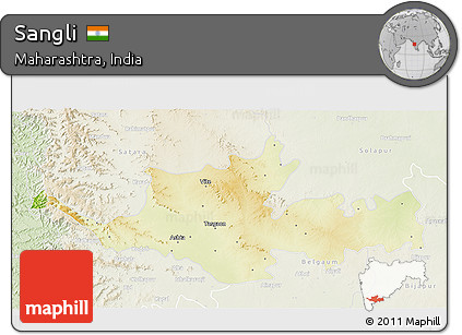 Physical 3D Map of Sangli, lighten