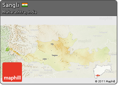 Physical 3D Map of Sangli, lighten