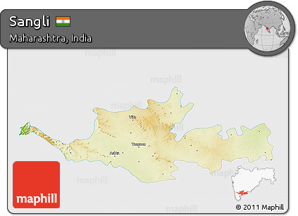 Physical 3D Map of Sangli, single color outside