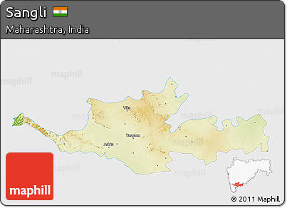 Physical 3D Map of Sangli, single color outside