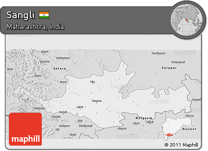 Silver Style 3D Map of Sangli