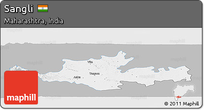 Gray Panoramic Map of Sangli, single color outside