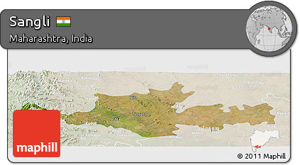 Satellite Panoramic Map of Sangli, lighten
