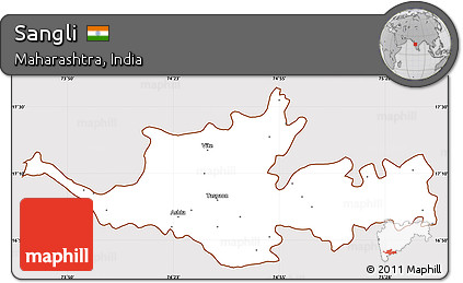 Classic Style Simple Map of Sangli, cropped outside