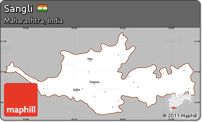 Gray Simple Map of Sangli, cropped outside