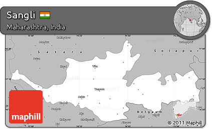 Gray Simple Map of Sangli