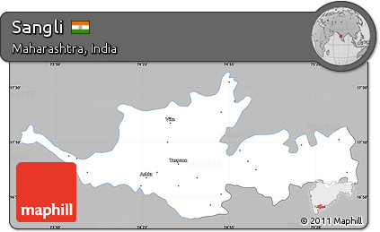 Gray Simple Map of Sangli, single color outside