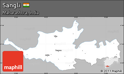 Gray Simple Map of Sangli, single color outside