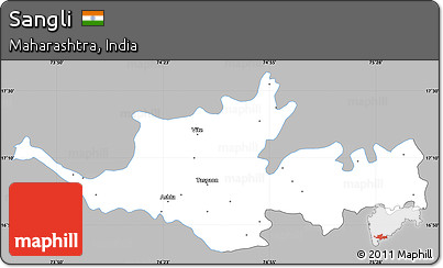 Gray Simple Map of Sangli, single color outside