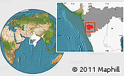 Satellite Location Map of Satara, highlighted country, highlighted parent region