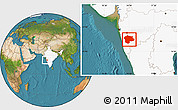 Satellite Location Map of Satara, highlighted country