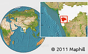 Satellite Location Map of Satara, highlighted parent region