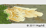 Physical Panoramic Map of Satara, darken