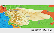 Physical Panoramic Map of Satara, political outside