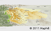 Physical Panoramic Map of Satara, semi-desaturated