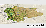 Satellite Panoramic Map of Satara, shaded relief outside