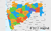Political Simple Map of Maharashtra, single color outside, borders and labels