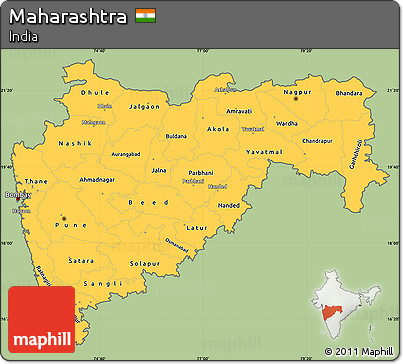 Savanna Style Simple Map of Maharashtra, cropped outside