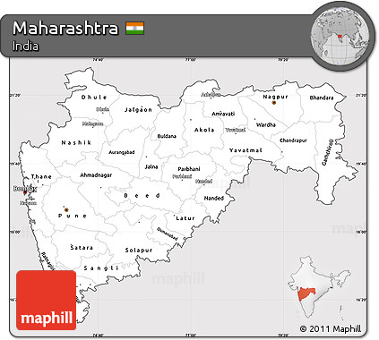 Silver Style Simple Map of Maharashtra, cropped outside