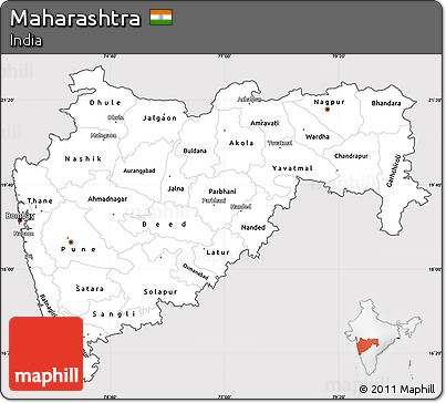 Silver Style Simple Map of Maharashtra, cropped outside