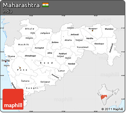 Silver Style Simple Map of Maharashtra, single color outside