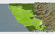 Physical Panoramic Map of Sindhudurg, darken