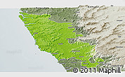 Physical Panoramic Map of Sindhudurg, semi-desaturated