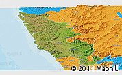 Satellite Panoramic Map of Sindhudurg, political outside