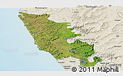 Satellite Panoramic Map of Sindhudurg, shaded relief outside