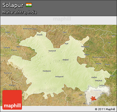 Physical 3D Map of Solapur, satellite outside